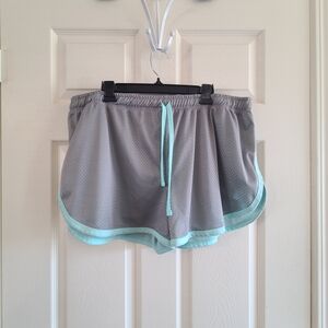 Zone Pro Gray Athletic Shorts with Mint Trim